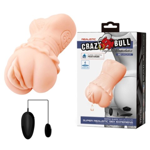 Masturbator wagina Crazy Bull z wibracją na baterie AAA Crazy Bull