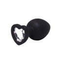 Silikonowy korek analny Fantasy czarny z sercem i diamentem 8 cm Fantasy