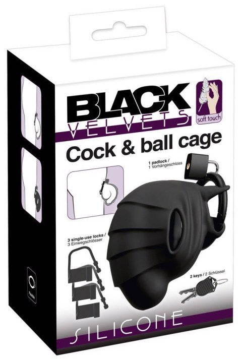 Klatka na penisa i jądra silikonowa Black Velvets 10 cm Black Velvets