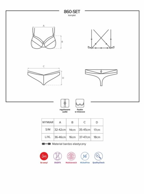 Koronkowy komplet bielizny Obsessive biały L/XL Obsessive