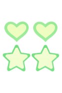 PEEKABOO PASTIES GREEN GLOW IN THE DARK HEARTS AND STARS Peekaboo