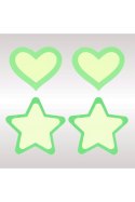 PEEKABOO PASTIES GREEN GLOW IN THE DARK HEARTS AND STARS Peekaboo