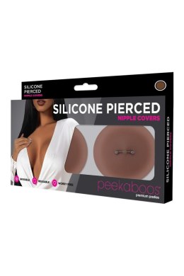 PEEKABOOS SILICONE PIERCED NIPPLE COVERS, BROWN Peekaboo