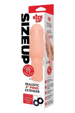 SIZE UP 4 INCH EXTRA REALISTIC PENIS EXTENDER -FLESH SIZE UP