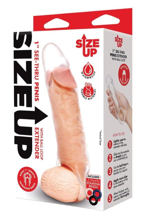 SIZE UP CLEAR VIEW PENIS EXTENDER WITH BALL LOOP CLASSIC SIZE UP