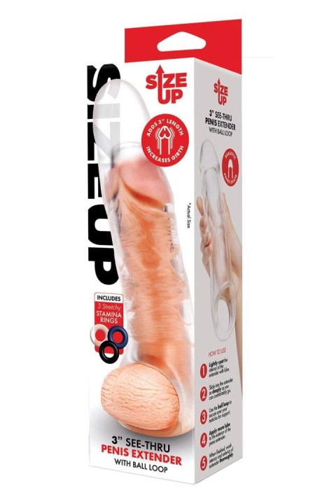 SIZE UP CLEAR VIEW PENIS EXTENDER WITH BALL LOOP EXTRA GIRTHY SIZE UP