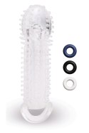 SIZE UP CLEAR VIEW TEXTURED PENIS EXTENDER WITH BALL LOOP SIZE UP