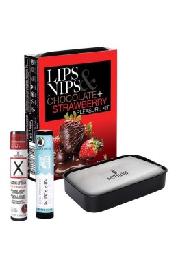 SENSUVA LIPS AND NIPS PLEASURE KIT CHOCOLATE NIP ZIP AND LTD EDITION CHOCOLATE STRAWBERRY XBALM Sensuva