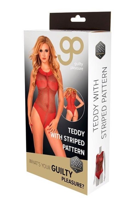 GP PRINTED TEDDY W. STRIPED PATTERN, XL Guilty Pleasure Fetish Wear